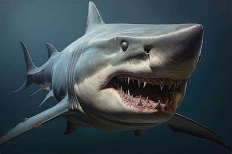 Grande tubarão branco carcharodon carcharias retrato de tubarão cabeça