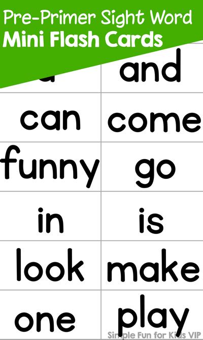 Primer Sight Word Flash Cards Printable