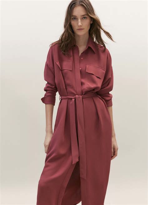 Massimo Dutti Viscose Belted Shirt Dress Women S Fashion Dresses