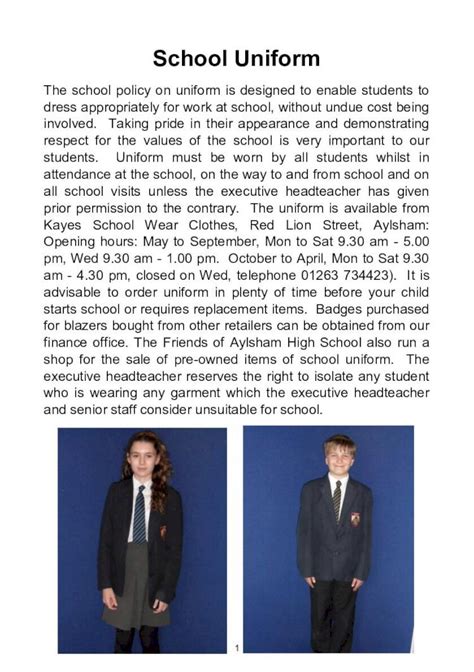 (PDF) School Uniform - Aylsham High School€¦ · School Uniform The ...