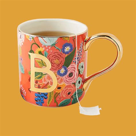 Rifle Paper And Co Garden Party Monogram Mug B Initial Flower Etsy