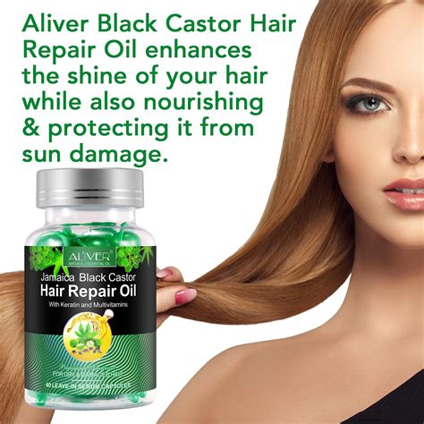 Aliver Jamaica Black Castor Oil Capsules For Dry Damaged Hair Derma