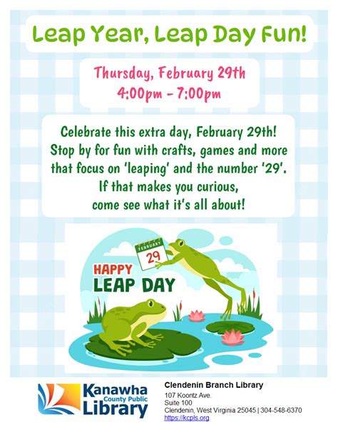 Leap Year Leap Day Fun Kanawha County Public Library