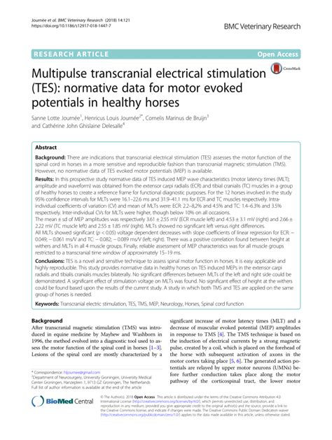 Pdf Multipulse Transcranial Electrical Stimulation Tes Normative