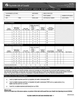 Fillable Online Equitable Life EHC Claim Form Schmunk Gatt Smith