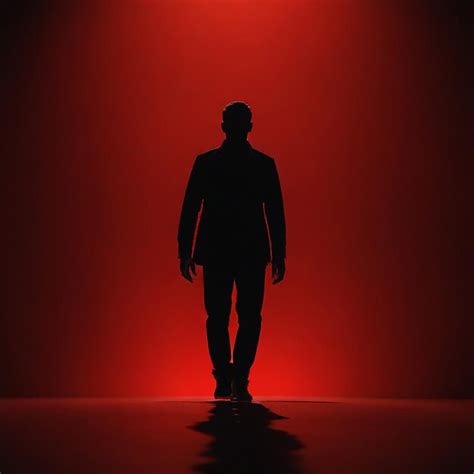 Silhouette Of Man Standing Against Black And Red Background Premium