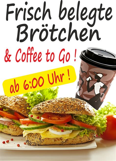 Plakat Belegte Brötchen und Coffe to go Bäcker Plakatshop Kiesel