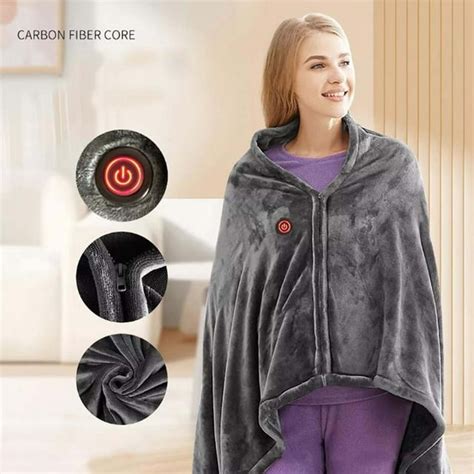 Teissuly Portable Usb Heated Blanket Shawl Wearable Heating Blanket