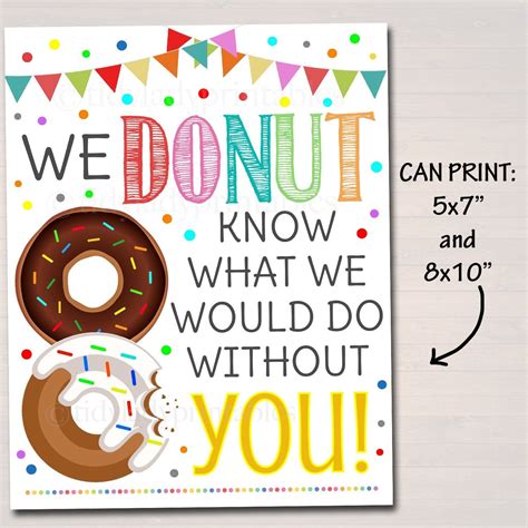 Donut Appreciation Sign Donut Know What We Would Do Without You Thank