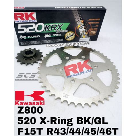 RK Sprocket Set Kawasaki Z800 RK 520 KRX X Ring Black Gold Chain F15T