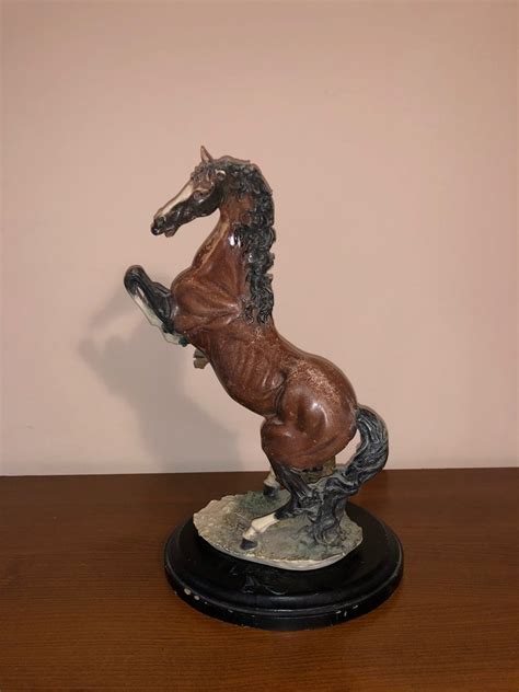 G Armani Scultura Statua Cavallo Rampante 35 Cm Ceramica Legno