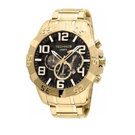 Rel Gio Dourado Technos Legacy Masculino Grande Prova D Gua M