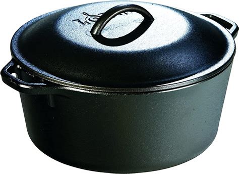 Lodge L8dolkplt Cast Iron Dutch Oven With Dual Handles Pre Seasoned 5 Quart Home