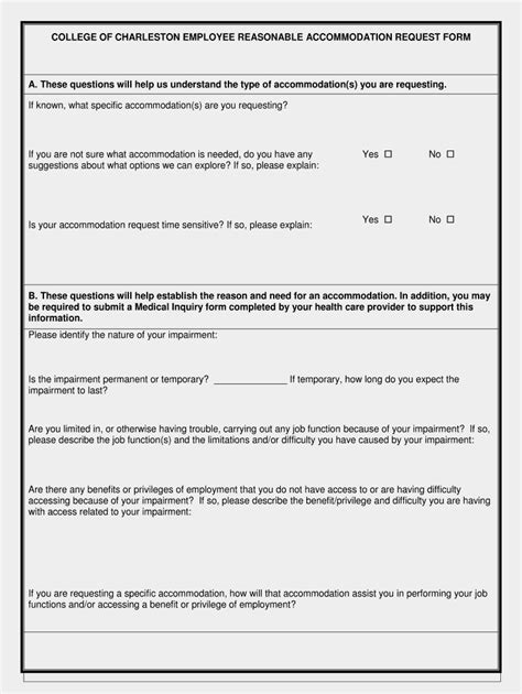 Fillable Online Eop Cofc Reasonable Accommodation And Equal Access