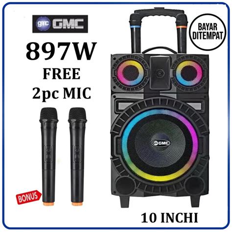 Jual GMC 897W Speaker Bluetooth Speaker Meeting 10 Inch Free 2 Mic