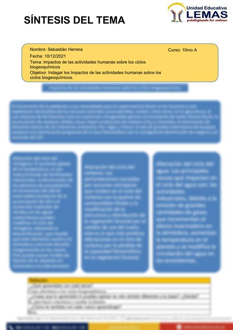 SOLUTION S Ntesis Del Tema Impactos De Las Actividades Humanas Sobre