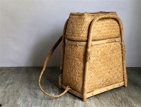 Rattan Pasiking Backpack Basket from Philippines. Vintage Handwoven Bo | Hand weaving, Woven ...