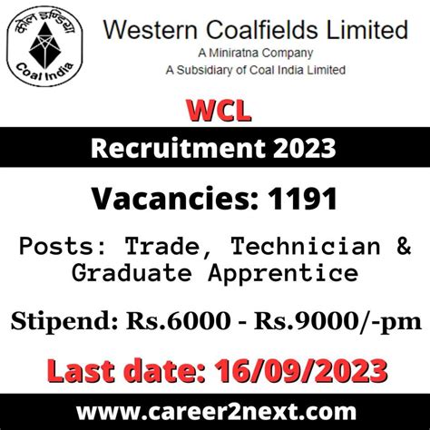 WCL Apprentice Recruitment 2023 1191 Posts