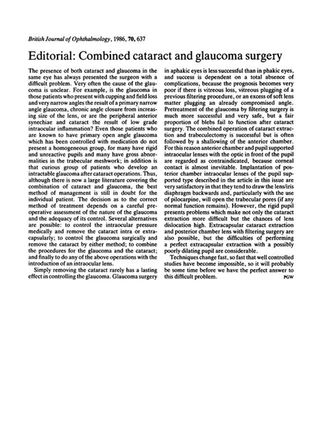 Combined Cataract And Glaucoma Surgery British Journal Of Ophthalmology