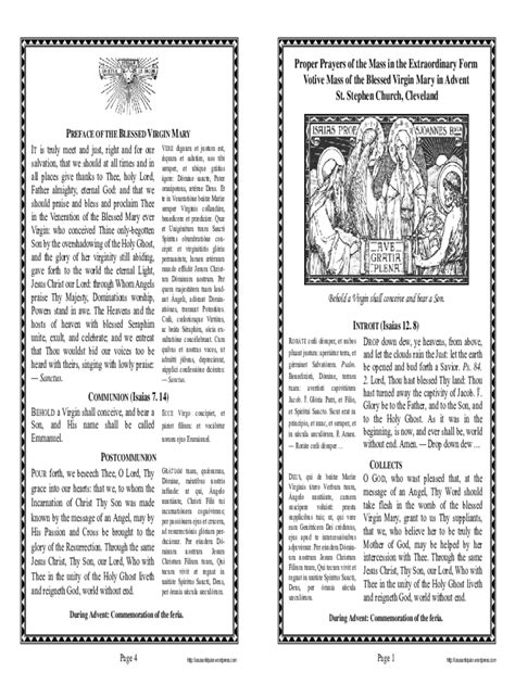 Fillable Online Proper Prayers Of The Mass In The Extraordinary Form Votive Mass Of The