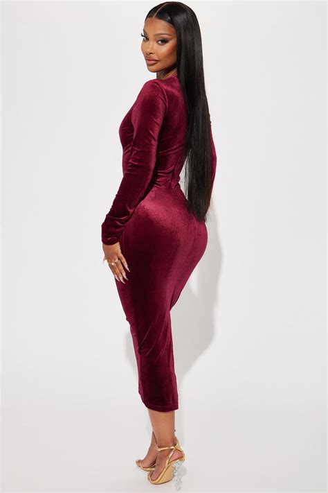 Marie Velvet Midi Dress Burgundy Fashion Nova Dresses Fashion Nova