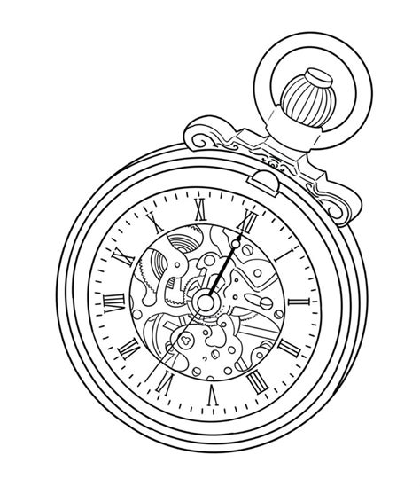 Fob Watch Tattoo Stencil Pocket Watch Tattoo Design Watch Tattoo