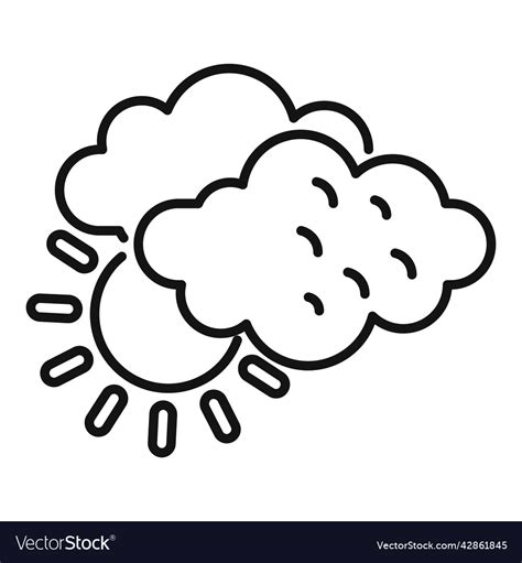 Sunny Cloud Icon Outline Rain Forecast Royalty Free Vector