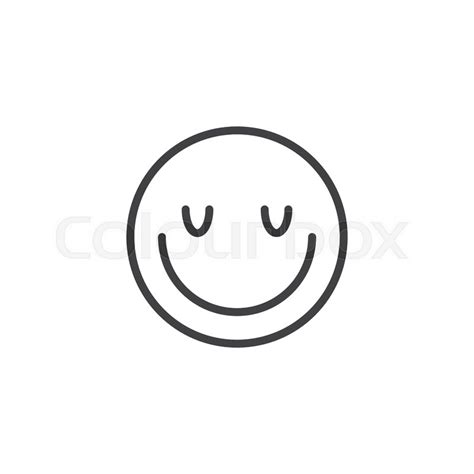 Satisfied face emoji line icon. linear ... | Stock vector | Colourbox