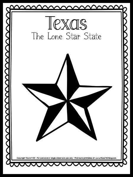 Free Printable Texas Coloring Page Lone Star State The Art Kit