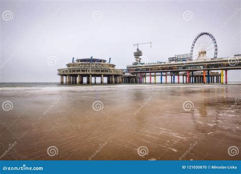 Beach View On The Pier In Scheveningen Near Hague Netherlands Stock