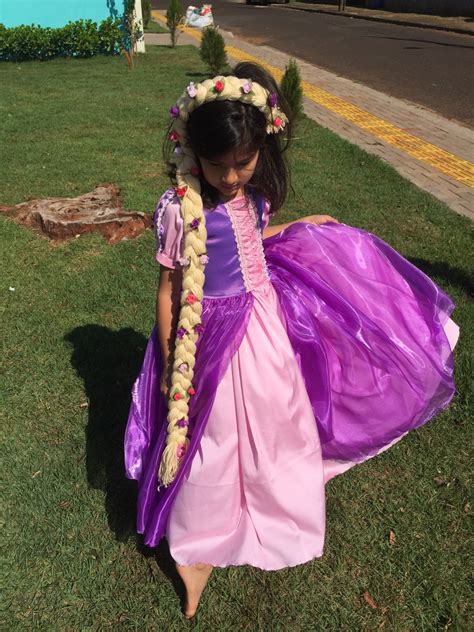 Fantasia Rapunzel Vestido Princesa Lilas Rosa Longo Rodado Elo