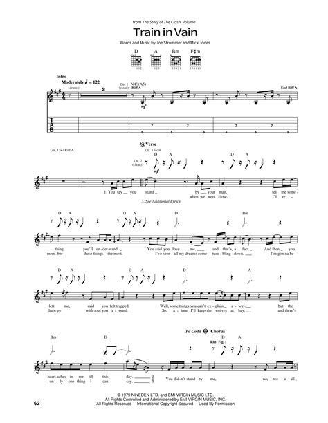 Train In Vain By The Clash Sheet Music For School Of Rock Guitar Tab