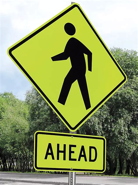 Crosswalk Signs, Fluorescent Pedestrian Crossing Signs in Stock - ULINE