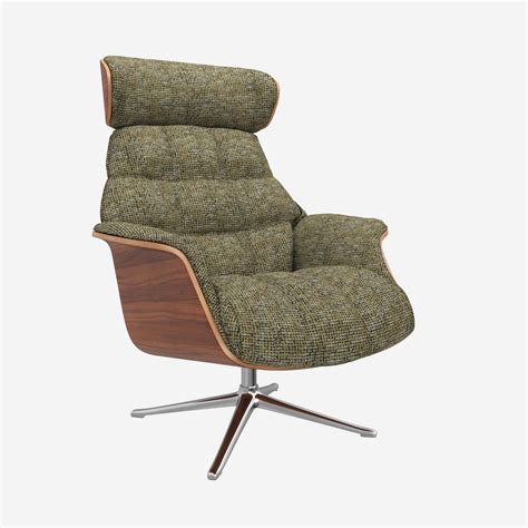 Marc Fauteuil Noyer Tissu Alba Vert Pied Alu Habitat