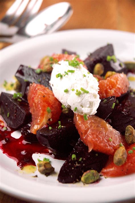 Roasted Beet Salad With Goat Cheese Mousse And Ginger Vinaigrette