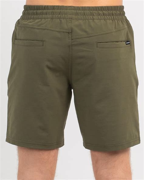 Shop Volcom Understoned Hybrid Elastic Waist Shorts In Wintermoss Fast Shipping And Easy Returns