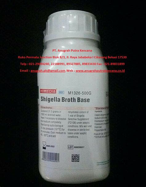 Jual SHIGELLA BROTH BASE M1326 500G Oleh PT ANUGRAH PUTRA KENCANA