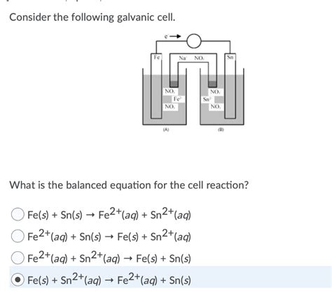 Solved Consider The Following Galvanic Cell Na No No No Fe Chegg