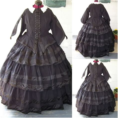 Historicalcustomer Made Black 1800s Victorian Dress 1860s Civil War