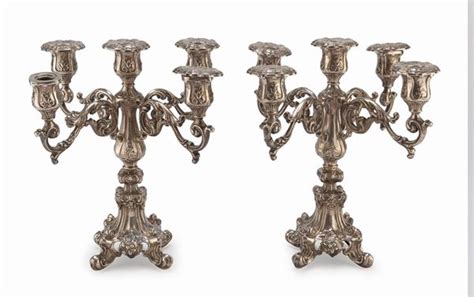 Coppia Di Candelabri In Argento Vercelli Asta Luglio Iii