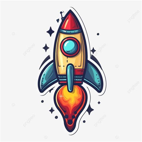 Modern Rocket Ship Object Sticker Saturn Graphic World PNG