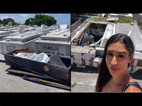 Cubana visita tumba de su abuelo en el Cementerio de Colón y encuentra