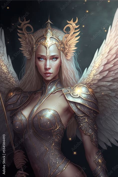 Ai Generated Angelic Valkyrie Fantasy Art Illustration Stock Illustration Adobe Stock