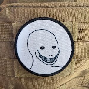 Psycho Smile Wojak Creepy Meme 3 Circle Morale Patch With Hook and Loop ...