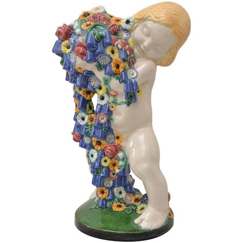 Michael Powolny Wiener Keramik Spring Putto Monumental Ceramic At