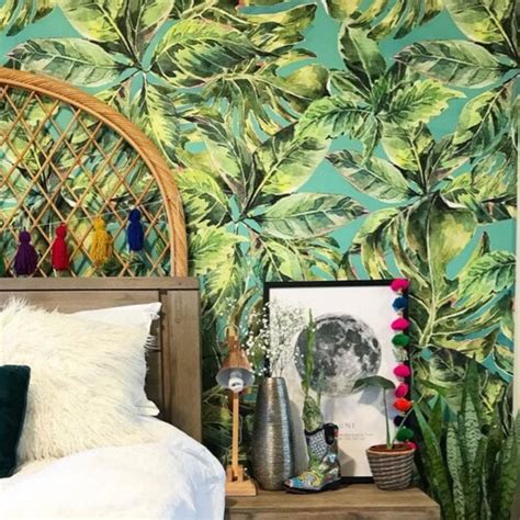 Tropical Leaf Removable Wallpaper Jungle Wall Mural Green Etsy Uk