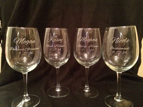 Set Of Five Personalized Wine Glasses