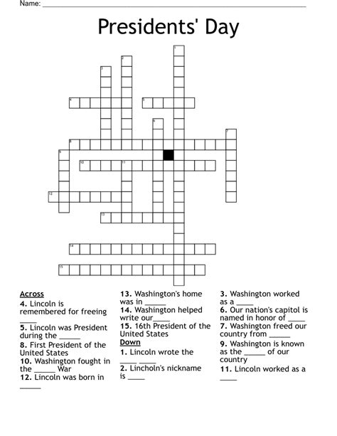 Which Us President Crossword Puzzle