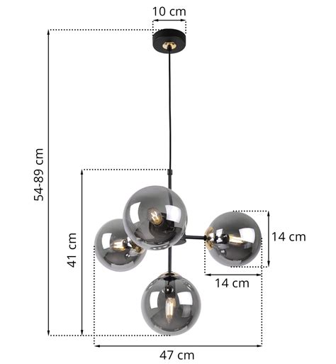 ᐈ Lampa wisząca czarna metalowa konstrukcja 4 klosze kule z