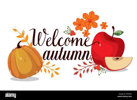 Welcome Autumn Seasonal Card Stock Vector Image Art Alamy